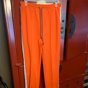 hunter orange track pants